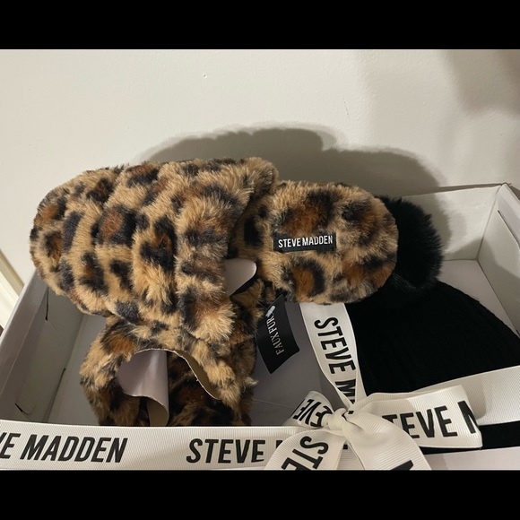 Steve Madden leopard print slippers and hat - Picture 3 of 8
